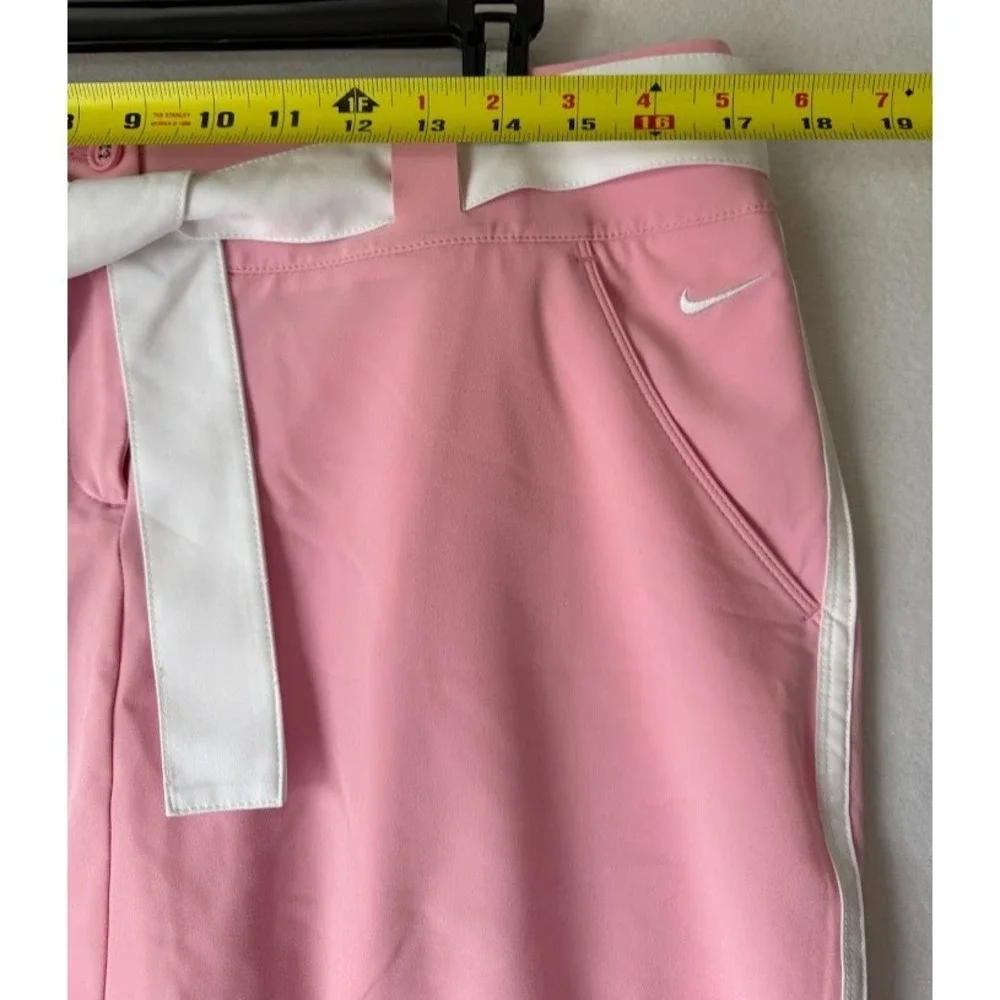 Nike Golf  Dri Fit Skort Women 12 Pink White Belted Stretch Athletic Lightweight - Picture 5 of 16